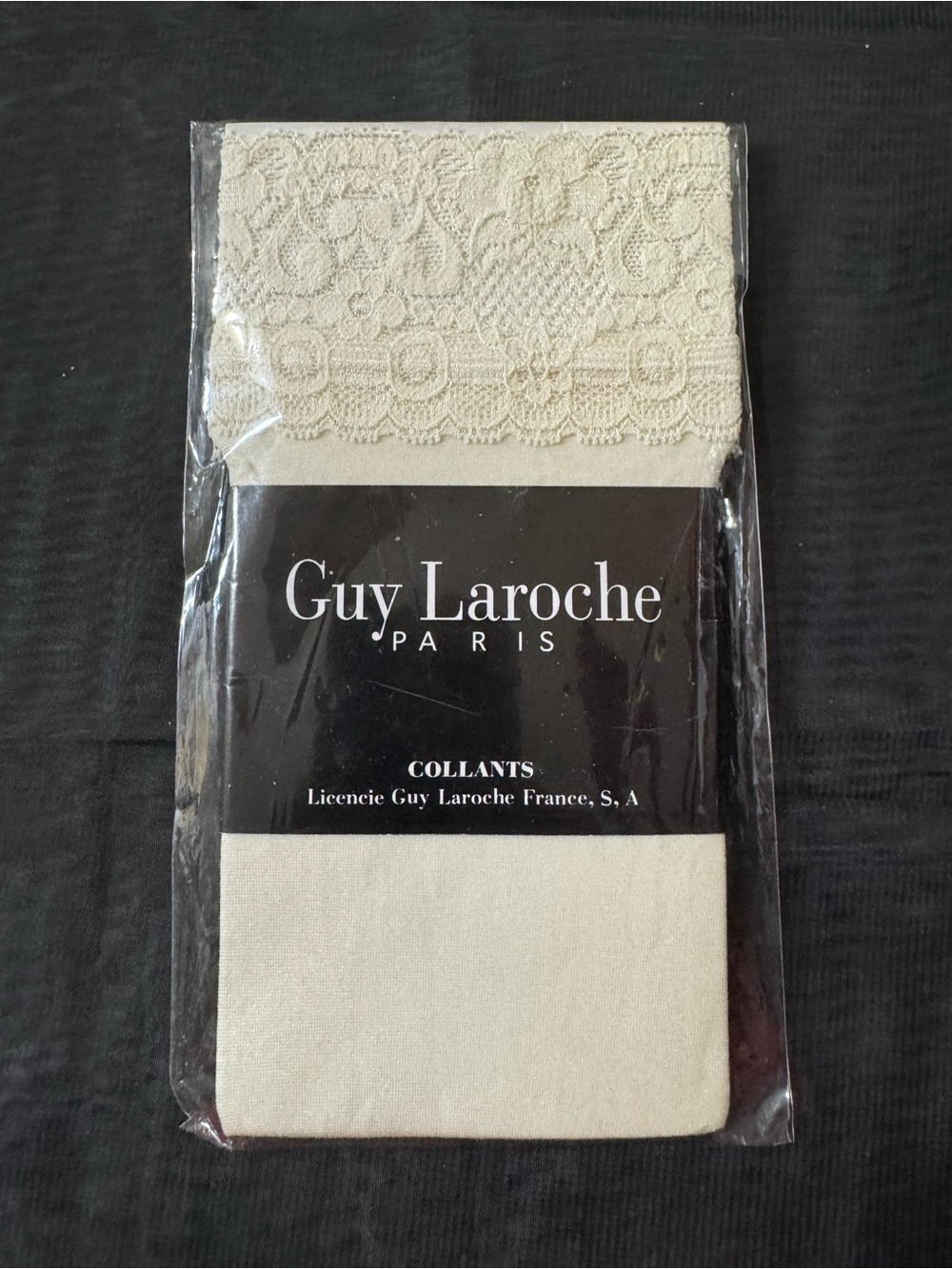 Vintage Guy Laroche Paris Beige Lace-Top Ankle Socks - NWT - Sealed.